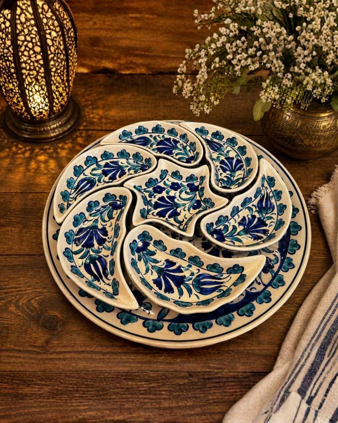 Authentic Handmade Turkish Ceramic Appetizer Serving Set