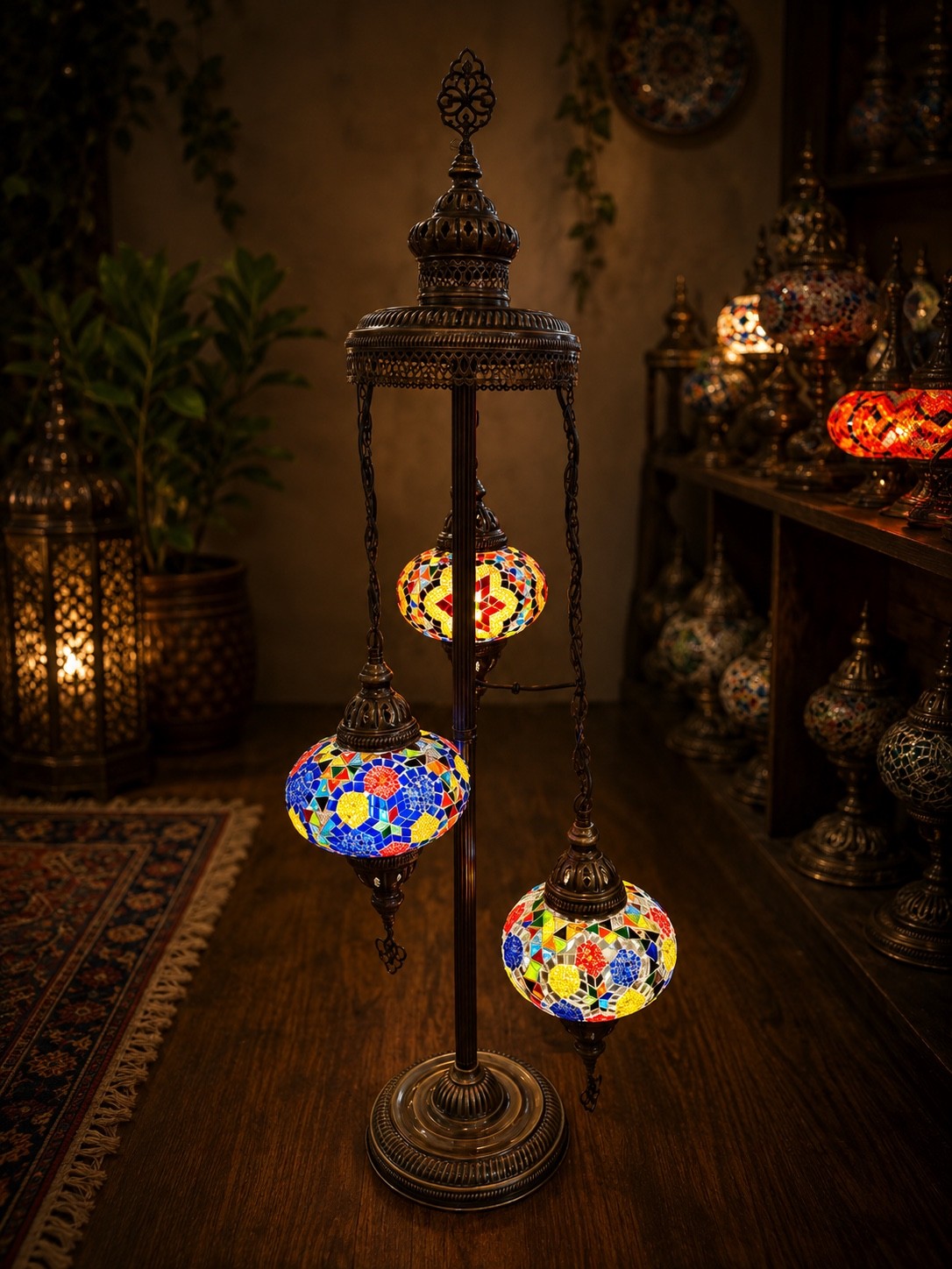 Luxury Ottoman Glow 3-Globe Mosaic Lamp