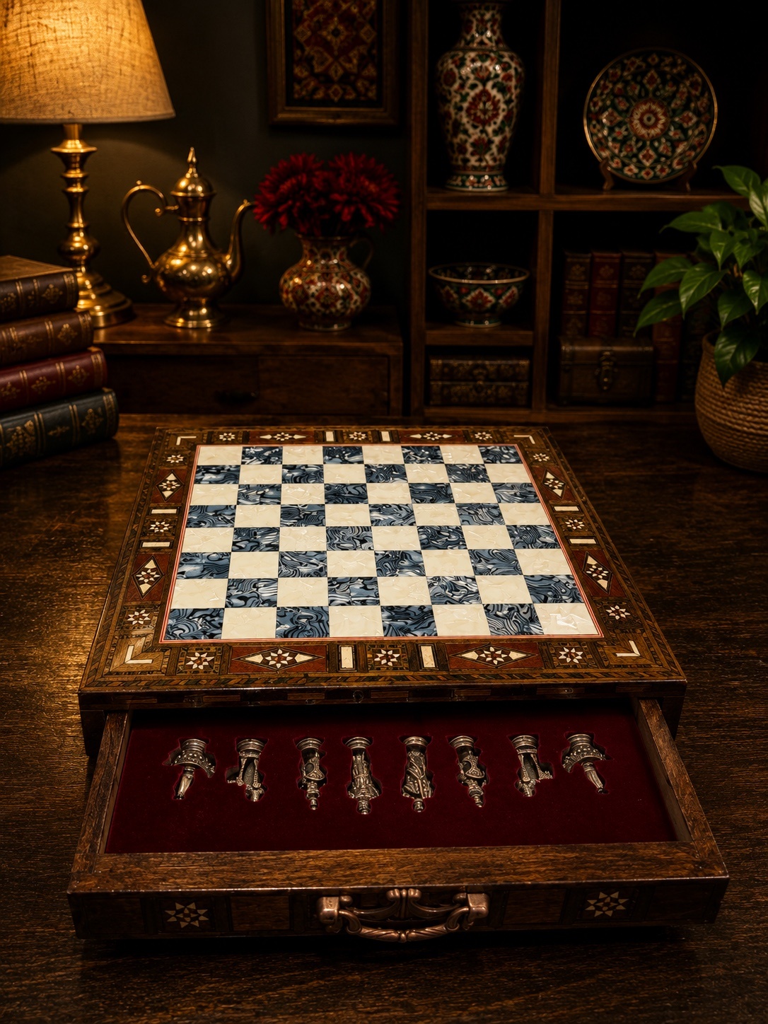Luxury Handmade Walnut Wood Medium Chess Set