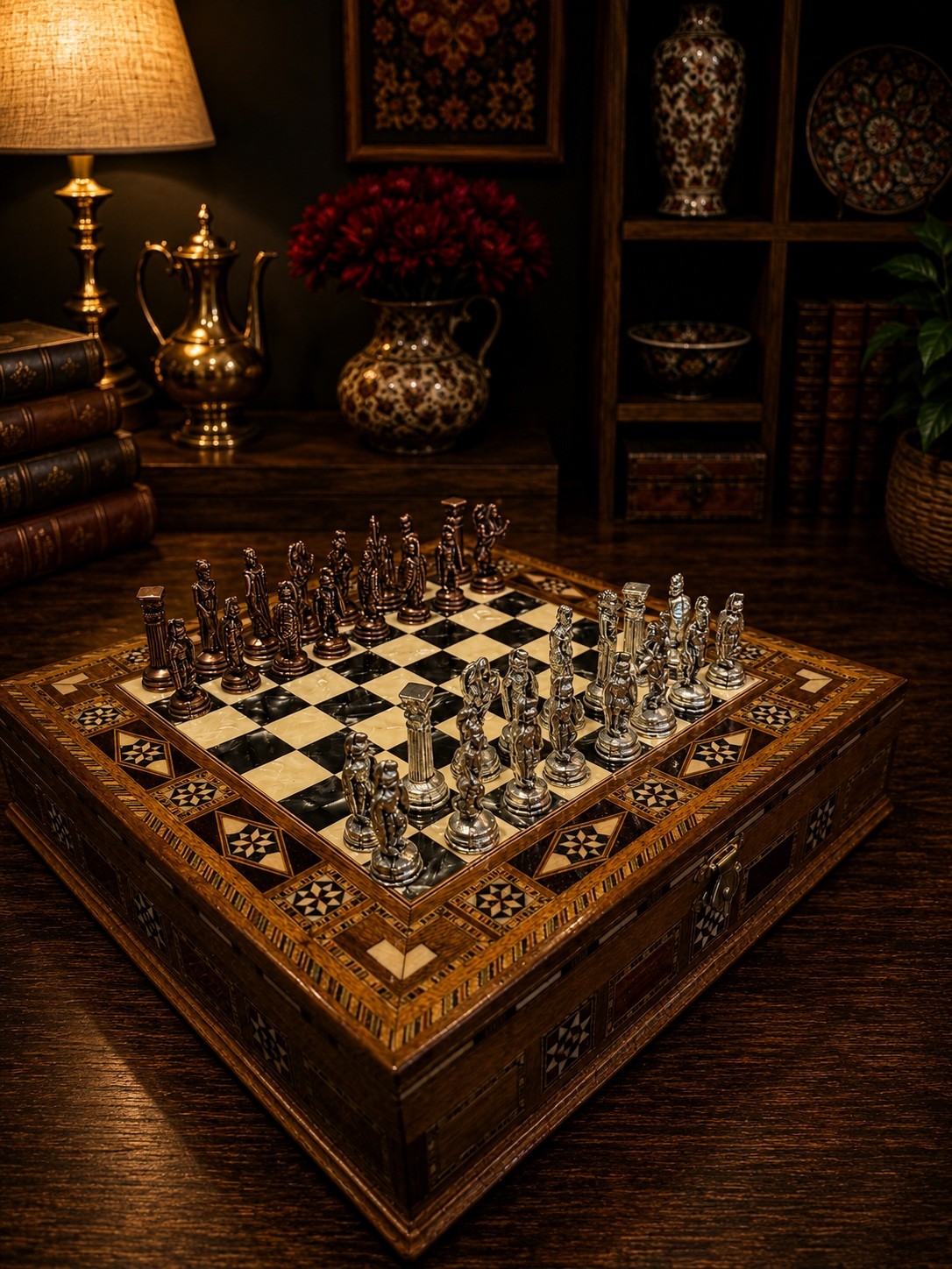 Luxury Handmade Walnut Wood Small Chess Set