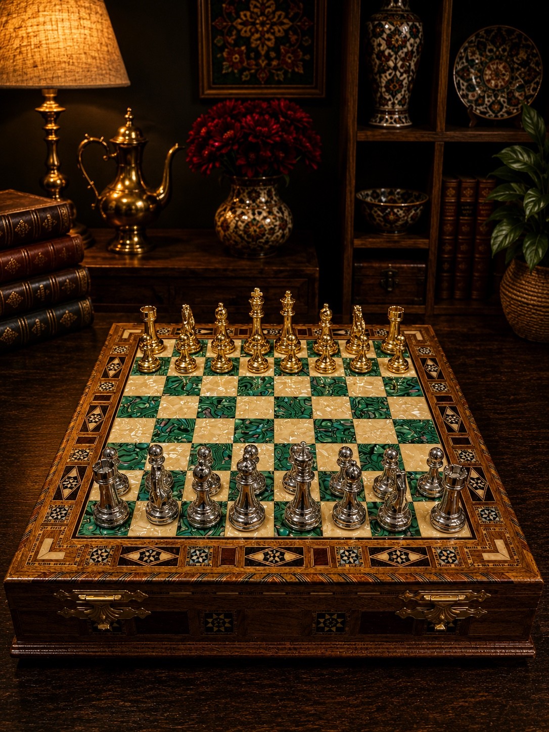 Luxury Handmade Walnut Wood Large Chess Set