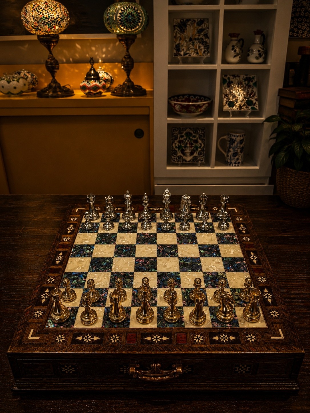 Luxury Handmade Walnut Wood Large Chess Set