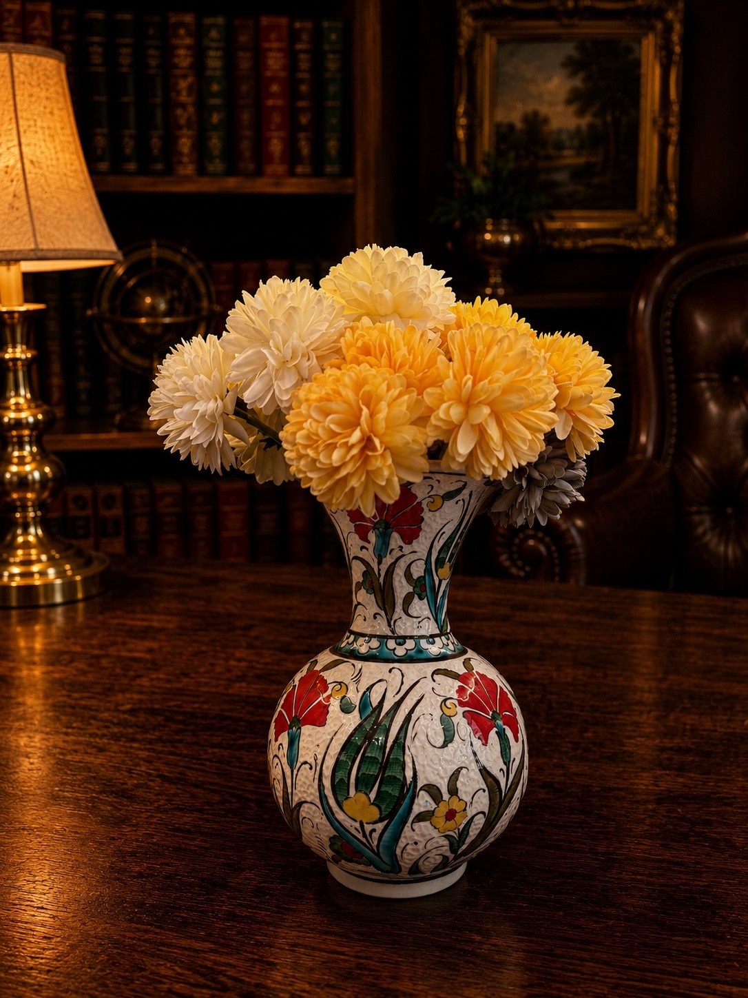 Handcrafted Tulip Pattern Turkish Vase